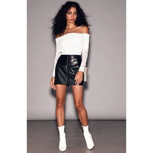 Lulus Most Fab Grey Vegan Leather Skirt